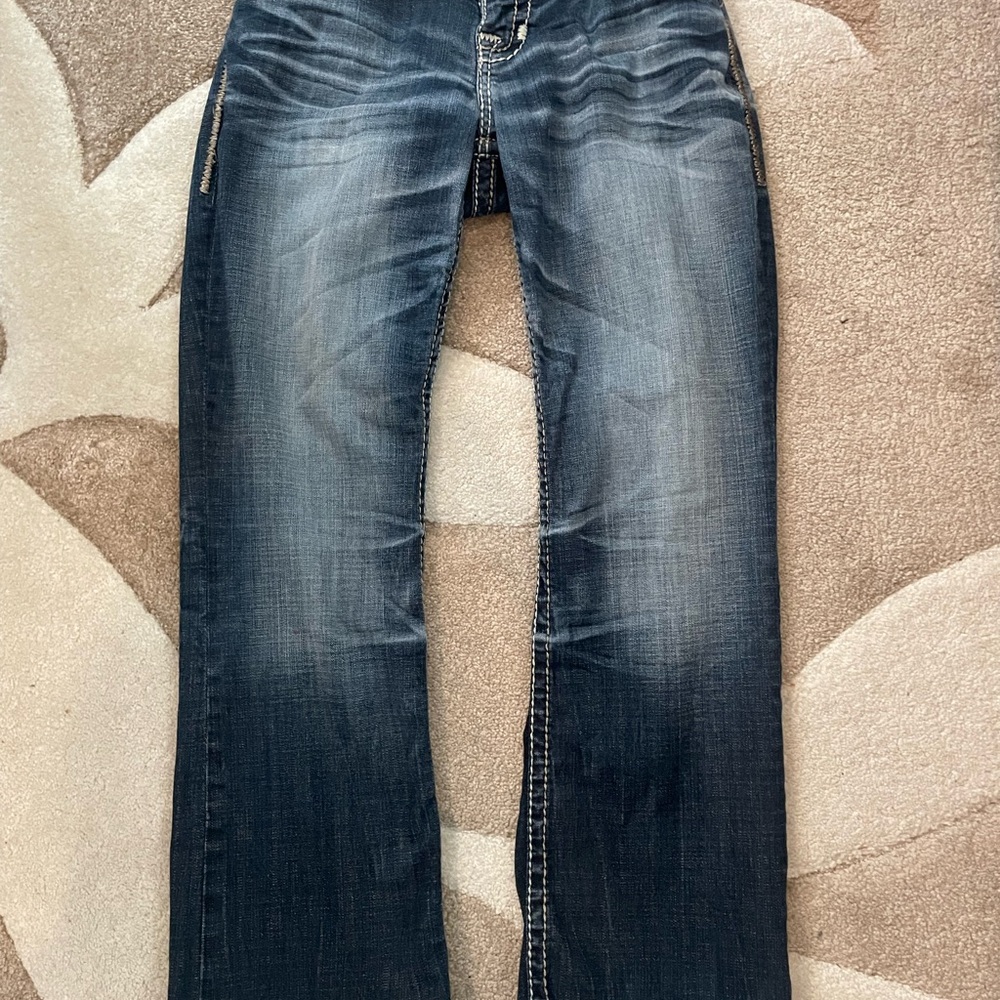 Big Star Blue Flare Wide Leg Jeans with Natural Fading
